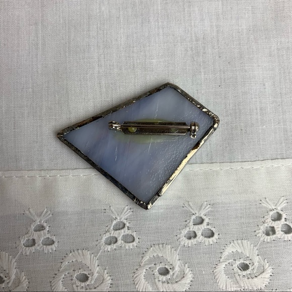 4/$20🦄 Vintage Artisan Geo Tree Branch Purple And Silver Tone Glass Brooch - Picture 4 of 4